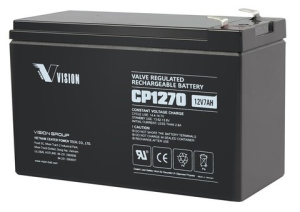 Аккумулятор VISION CP1270 (7,0 А/ч, 12В) повышенной емкости и сроком службы 7 лет