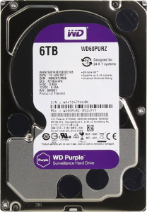 Жесткий диск HDD 6Тб (6000 Гб) WD Purple 64/128 Мб SATA III (для систем видеонаблюдения)