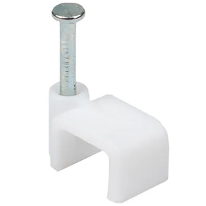 Скоба крепежная (8 мм, Квадратная, С гвоздем, Для плоского кабеля, Упак. 50 шт)