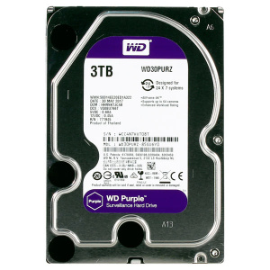 Жесткий диск HDD 3Тб (3000 Гб) WD Purple 64 Мб SATA III (для систем видеонаблюдения)
