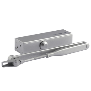 Доводчик дверной НОРА-М 820 (40-120 кг, серебро, быстроразъемный рычаг, плоский корпус, морозостойкий, гарантия 5 лет)