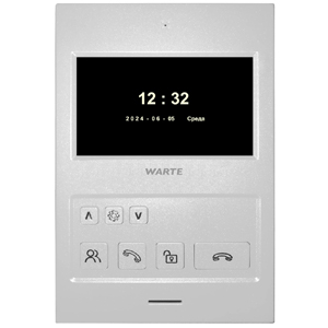 Монитор видеодомофона WARTE-DM4-01 (НОТА PAL) (Белый, 4.3", Механические кнопки, CVBS, Встроенный БП/12 В) 