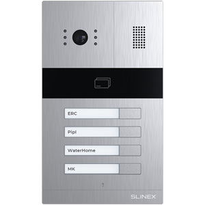 Вызывная панель SLINEX MA-04CRHD (4 аб., серебро, врезная, 2Мп, встр. контр. и счит., ИК, металл)