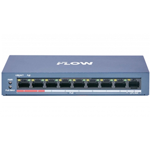 Коммутатор iFlow F-SW-EU209POE-V/L (9 Портов: 8 PoE, 1 Uplink 10/100 Мб/с, Бюджет PoE 65 Вт, Грозозащита 6 кВ, Металл, БП в комплекте)