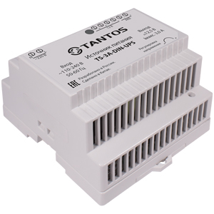 Блок питания Tantos TS-3A-DIN-UPS (12 В, 3 A, 4/7/12 А/ч, защита от кз, перегрузки, регулировка вых. напряжения)