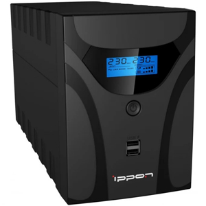 Источник бесперебойного питания IPPON Smart Power Pro II Euro 2200 (Вход ~162...290 В, Выход 220 В, 1200 Вт, АКБ 2x9А/ч, 4xSchuko, 2xUSB, 2xRJ-45)