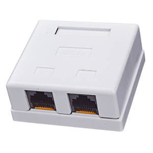 Розетка RJ-45 W&T WT-2015 (накладная, 2xRJ-45, пластик, белый)