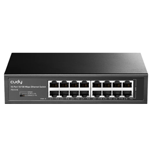 Коммутатор CUDY FS1016 (L2, 16 Портов, 10/100 Мбит/с, VLAN, Режим Extend, Металл)