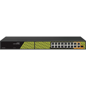 Коммутатор Tantos TSn-16FP18G2S1 (L2, 19 портов: 16 PoE до 1000Мб/с, 2 SFP, 2 Uplink 1Гб/с, Бюджет 300 Вт, Watchdog, Защита от перенапр-я, Встр. БП)