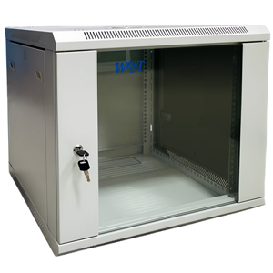 Настенный телекоммуникационный шкаф W&T C066045GWS3 (6U, 19", 600x355x450мм, Серый, Дверь - металл+стекло)