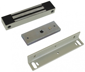 Электромагнитный замок Accordtec ML-180K с уголком (Серый, 200 кг, Компенсатор эффекта намагниченности, НО, IP67)