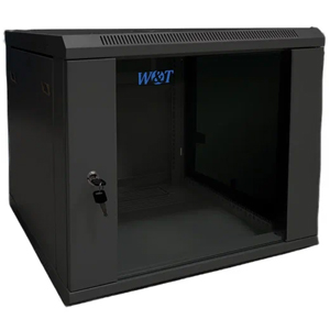 Настенный телекоммуникационный шкаф W&T C126045BWS3 (12U, 19", 600x592x450мм, Черный, Дверь - металл+стекло)