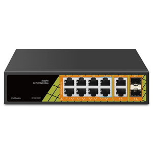 Коммутатор Tantos TSn-8FP12F2S (L2, 12 портов: 8 PoE, 2 Uplink, 2 SFP 1 Гбит/с, Бюджет PoE 120 Вт, Watchdog, Грозозащита, Встроенный БП)*