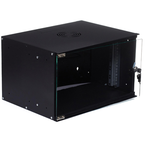 Настенный телекоммуникационный шкаф W&T P065240BWTWOF (6U, 19", 520x368x400 мм, Черный, Дверь - стекло)